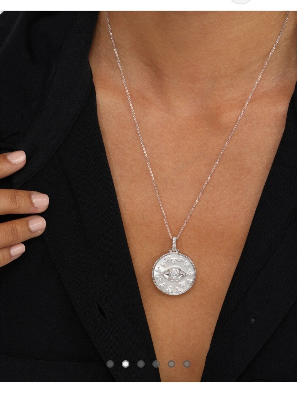 New! Melinda Maria Silver Evil Eye Medallion Necklace - Picture 3 of 4